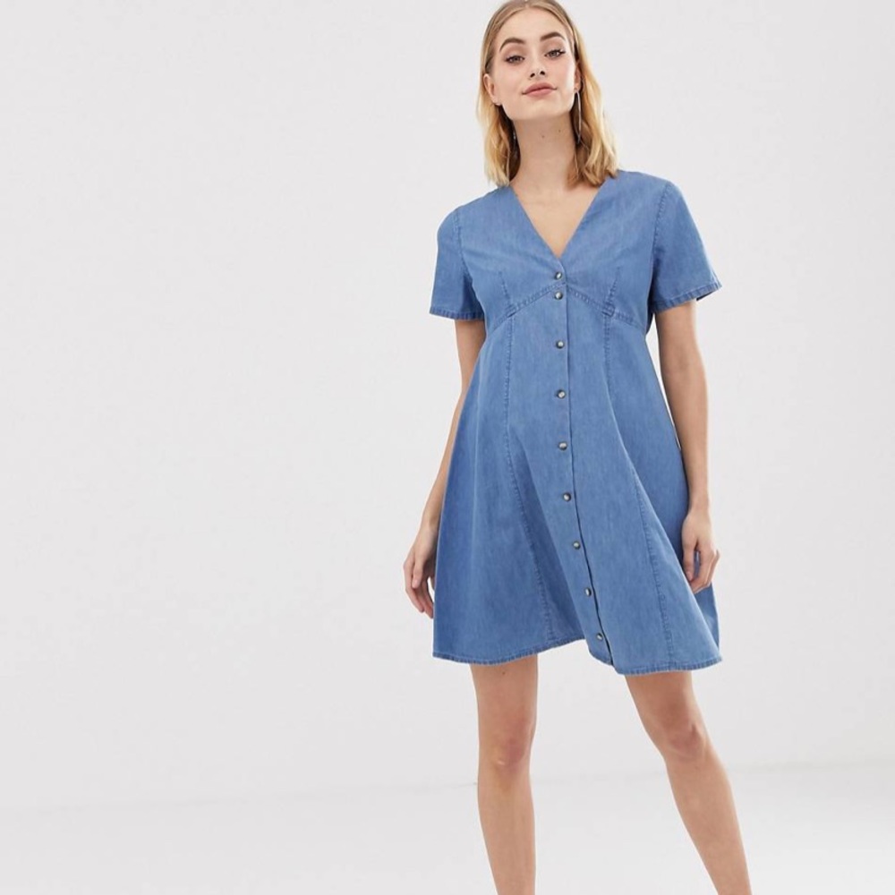 ASOS Maternity Denim Button Front Mini Dress